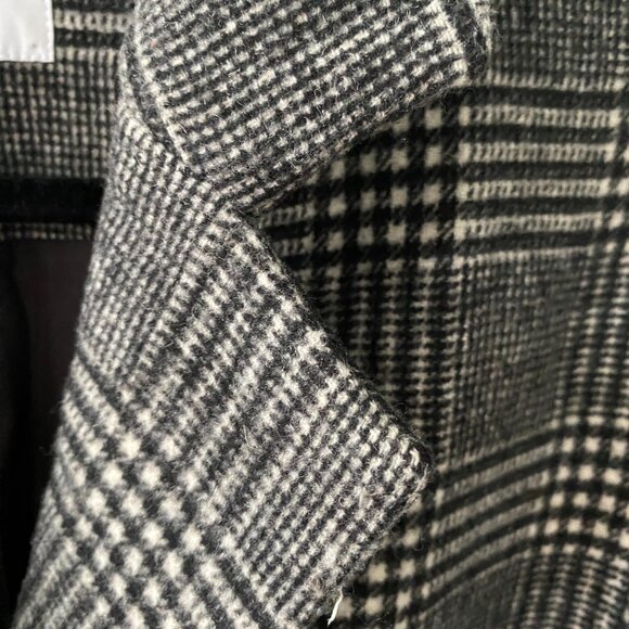Oak + Fort Black and White Wool Blend Plaid Coat XS - Picture 8 of 14